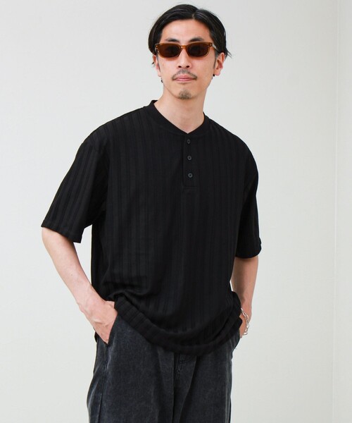 GLOSTER(グロスター)の「シアージャガード ヘンリーネックTシャツ(Tシャツ/カットソー・メンズ・ブラック/カーキ/グレー/チャコールグレー・L/M/S)」の15枚目の写真