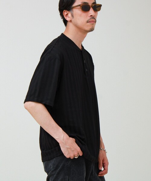 GLOSTER(グロスター)の「シアージャガード ヘンリーネックTシャツ(Tシャツ/カットソー・メンズ・ブラック/カーキ/グレー/チャコールグレー・L/M/S)」の18枚目の写真
