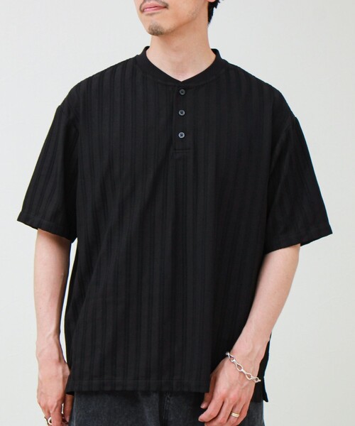 GLOSTER(グロスター)の「シアージャガード ヘンリーネックTシャツ(Tシャツ/カットソー・メンズ・ブラック/カーキ/グレー/チャコールグレー・L/M/S)」の19枚目の写真