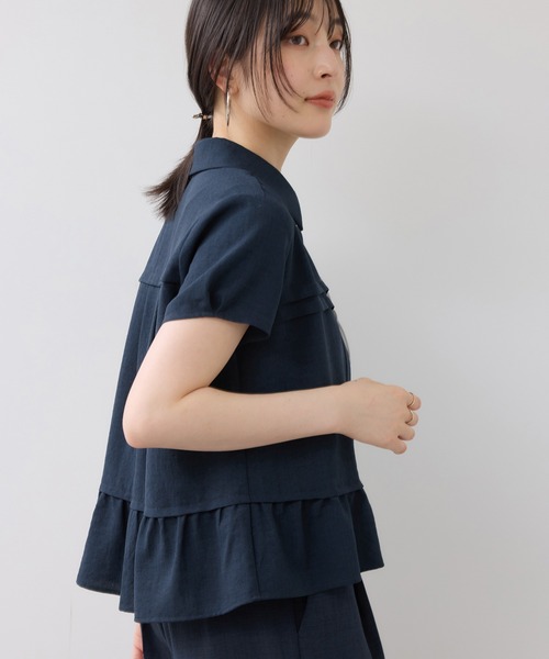 VIS(ビス)の「美easyリネンライクシャツブラウス/接触冷感・セットアップ対応(シャツ/ブラウス・レディース・ネイビー/サックスブルー/キナリ・FREE)」の2枚目の写真