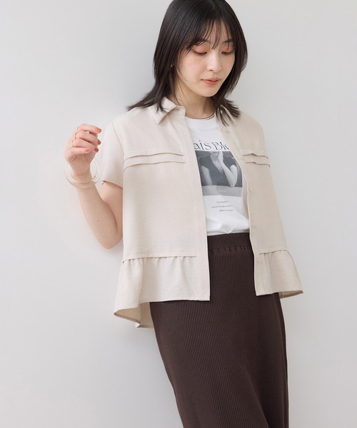 VIS(ビス)の「美easyリネンライクシャツブラウス/接触冷感・セットアップ対応(シャツ/ブラウス・レディース・ネイビー/サックスブルー/キナリ・FREE)」の6枚目の写真