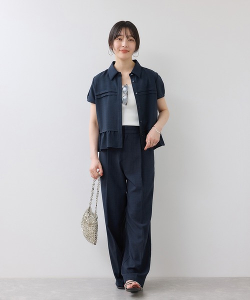VIS(ビス)の「美easyリネンライクシャツブラウス/接触冷感・セットアップ対応(シャツ/ブラウス・レディース・ネイビー/サックスブルー/キナリ・FREE)」の14枚目の写真