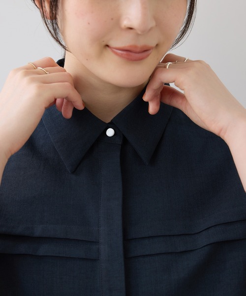 VIS(ビス)の「美easyリネンライクシャツブラウス/接触冷感・セットアップ対応(シャツ/ブラウス・レディース・ネイビー/サックスブルー/キナリ・FREE)」の11枚目の写真