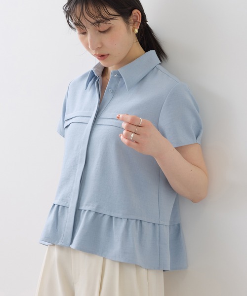VIS(ビス)の「美easyリネンライクシャツブラウス/接触冷感・セットアップ対応(シャツ/ブラウス・レディース・ネイビー/サックスブルー/キナリ・FREE)」の16枚目の写真