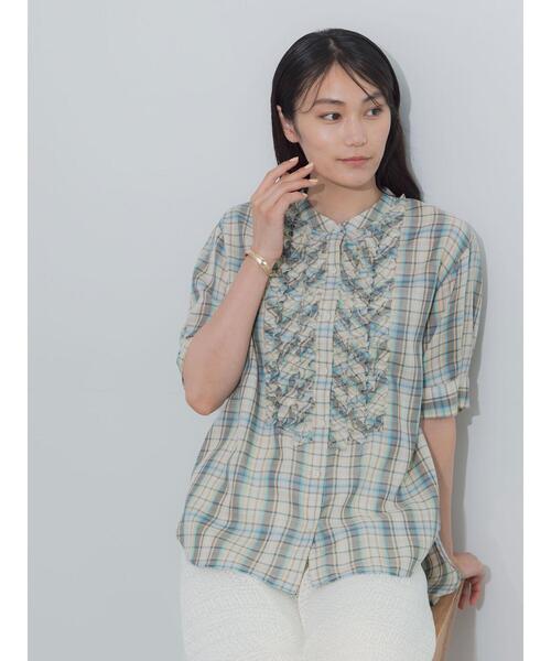 Te chichi(テチチ)の「チェックフリルブラウス(シャツ/ブラウス・レディース・イエロー/ネイビー/ブルー・F)」の9枚目の写真