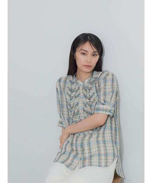 Te chichi(テチチ)の「チェックフリルブラウス(シャツ/ブラウス・レディース・イエロー/ネイビー/ブルー・F)」の11枚目の写真