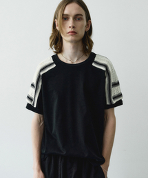 NOIRER（ノイア）の「アプリケパッチハーフTシャツ(ブラック)（Tシャツ/カットソー）」