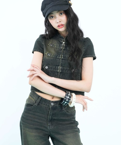 sedacle girl(セダクルガール)の「ナポレオンショートデニムジャケット(その他トップス・レディース・インディゴブルー/ブラック・SMALL/MEDIUM)」の16枚目の写真
