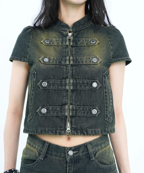 sedacle girl(セダクルガール)の「ナポレオンショートデニムジャケット(その他トップス・レディース・インディゴブルー/ブラック・SMALL/MEDIUM)」の20枚目の写真