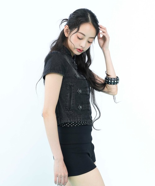 sedacle girl(セダクルガール)の「ナポレオンショートデニムジャケット(その他トップス・レディース・インディゴブルー/ブラック・SMALL/MEDIUM)」の12枚目の写真