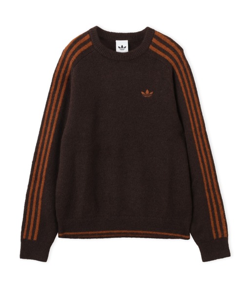 adidas(アディダス)の「adidas 3 STRIPES FLUFFY KNIT CREW / アディダス 3 ストライプス フラッフィー ニット クルー(ニット/セーター・メンズ・ブラウン・S/M/L/XL/XXL)」の5枚目の写真