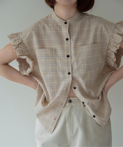 lawgy(ラウジー)の「band collar balloon sleeve tops / バンドカラーバルーンスリーブトップス(その他トップス・レディース・ベージュ系/ブルー/ブラック・FREE)」の3枚目の写真
