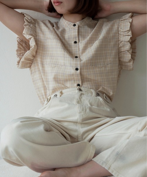 lawgy(ラウジー)の「band collar balloon sleeve tops / バンドカラーバルーンスリーブトップス(その他トップス・レディース・ベージュ系/ブルー/ブラック・FREE)」の11枚目の写真
