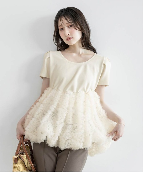 RANDA（ランダ）の「2WAYボリュームペプラムドッキングカットプルオーバー（ニット/セーター・レディース・ピンク/アイボリー/ブラック・FREE）」の6枚目の写真