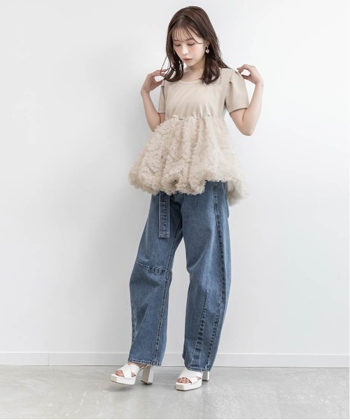 RANDA（ランダ）の「2WAYボリュームペプラムドッキングカットプルオーバー（ニット/セーター・レディース・ピンク/アイボリー/ブラック・FREE）」の19枚目の写真