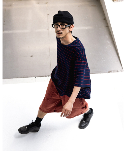 ANGLAN(アングラン)の「Denim Striped Tee - Red(Tシャツ/カットソー・メンズ・その他・1/2)」の5枚目の写真