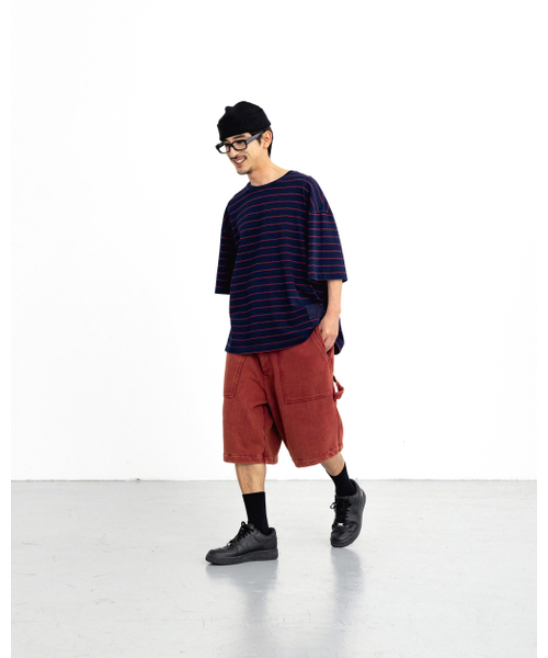 ANGLAN(アングラン)の「Denim Striped Tee - Red(Tシャツ/カットソー・メンズ・その他・1/2)」の3枚目の写真