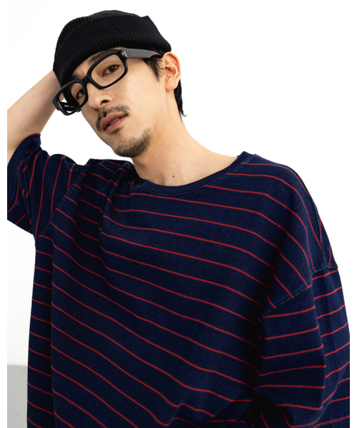 ANGLAN(アングラン)の「Denim Striped Tee - Red(Tシャツ/カットソー・メンズ・その他・1/2)」の9枚目の写真