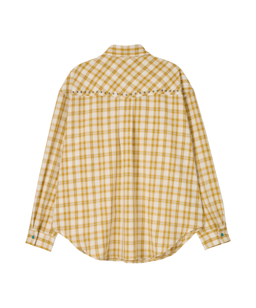 ERER(エルエル)の「Oversized Sheer Studded Check Shirt Yellow(シャツ/ブラウス・レディース・イエロー・F)」の8枚目の写真