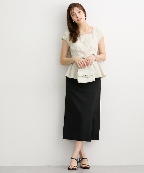 slattgir（スラットジール）の「高身長　ベルト付麻調ライトツイルウエストタックブラウス（トールサイズ）（シャツ/ブラウス・レディース・アイボリー/ブラウン・TM/TL/T5L/T4L/T3L/TLL）」の12枚目の写真