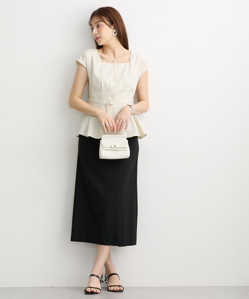 slattgir（スラットジール）の「高身長　ベルト付麻調ライトツイルウエストタックブラウス（トールサイズ）（シャツ/ブラウス・レディース・アイボリー/ブラウン・TM/TL/T5L/T4L/T3L/TLL）」の13枚目の写真