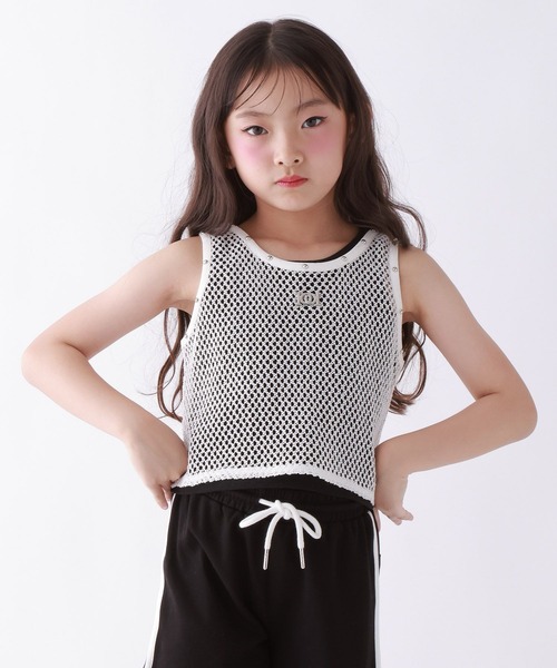 10C REPIPI(ジューシーレピピ)の「【10C REPIPI】【SETアイテム】メッシュタンク(タンクトップ・キッズ・ブラック/ピンク/オフホワイト・130cm/140cm/120cm)」の1枚目の写真