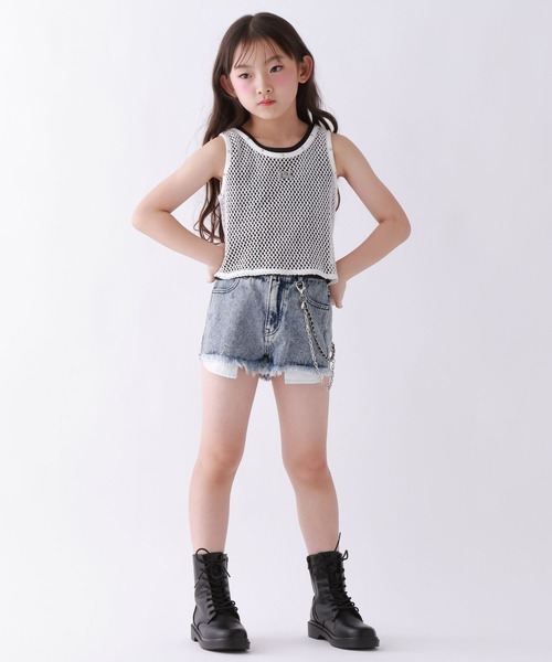 10C REPIPI(ジューシーレピピ)の「【10C REPIPI】【SETアイテム】メッシュタンク(タンクトップ・キッズ・ブラック/ピンク/オフホワイト・130cm/140cm/120cm)」の4枚目の写真