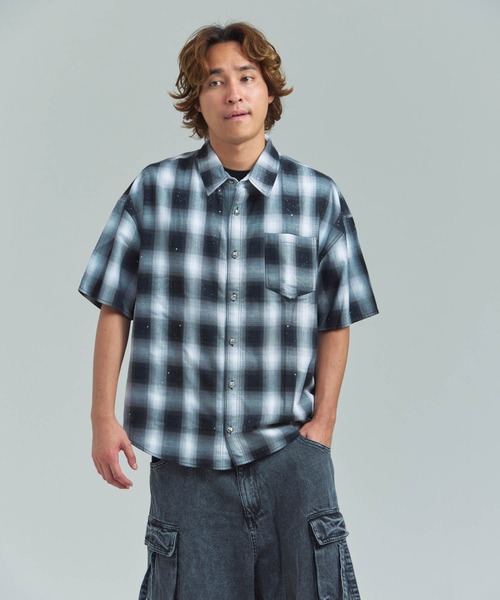 GALLIS ADDICTION（ガリスアディクション）の「GA Glitter Check S/S Shirt（シャツ/ブラウス・メンズ・ブラック/ピンク・FREE）」の5枚目の写真