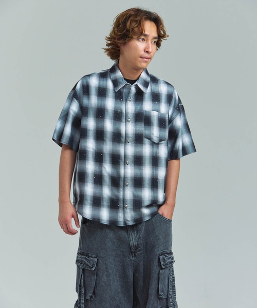 GALLIS ADDICTION（ガリスアディクション）の「GA Glitter Check S/S Shirt（シャツ/ブラウス・メンズ・ブラック/ピンク・FREE）」の6枚目の写真