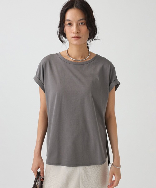 BABYLONE(バビロン)の「ロールアップTシャツ(Tシャツ/カットソー・レディース・チャコール/ブラック/ホワイト・フリー)」の16枚目の写真