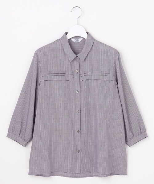 J.PRESS(ジェイプレス)の「【シーンレスに活躍】ウォッシャブルキュプラツイル タックデザイン ブラウス(シャツ/ブラウス・レディース・ブルー系/パープル系1/ダークブラウン系1/ブラック系3・T13/T15)」の14枚目の写真