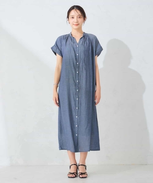 a.v.v(アーヴェヴェ)の「シアーデニムスキッパーワンピース(ワンピース・レディース・ネイビー・38/40)」の6枚目の写真