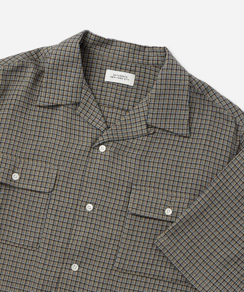 Saturdays NYC(サタデーズ ニューヨークシティ )の「Hester Palaka Shirt(シャツ/ブラウス・メンズ・オリーブ/ブルー/キナリ・L/S/M)」の6枚目の写真