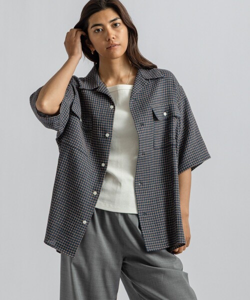 Saturdays NYC(サタデーズ ニューヨークシティ )の「Hester Palaka Shirt(シャツ/ブラウス・メンズ・オリーブ/ブルー/キナリ・L/S/M)」の3枚目の写真