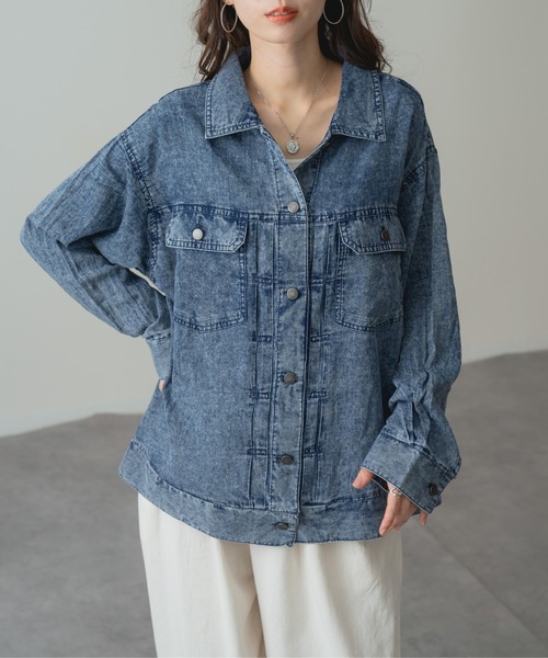 refinedworks(リファインドワークス)の「【refinedworks】ヴィンテージ 感漂う デニム ビッグ シャツ ジャケット(デニムジャケット・レディース・ブルー/ネイビー・FREE)」の1枚目の写真