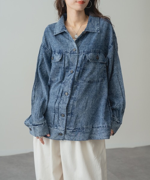refinedworks(リファインドワークス)の「【refinedworks】ヴィンテージ 感漂う デニム ビッグ シャツ ジャケット(デニムジャケット・レディース・ブルー/ネイビー・FREE)」の8枚目の写真