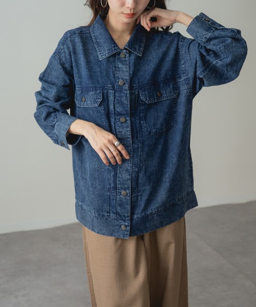 refinedworks(リファインドワークス)の「【refinedworks】ヴィンテージ 感漂う デニム ビッグ シャツ ジャケット(デニムジャケット・レディース・ブルー/ネイビー・FREE)」の10枚目の写真