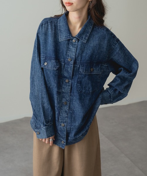 refinedworks(リファインドワークス)の「【refinedworks】ヴィンテージ 感漂う デニム ビッグ シャツ ジャケット(デニムジャケット・レディース・ブルー/ネイビー・FREE)」の3枚目の写真