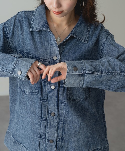 refinedworks(リファインドワークス)の「【refinedworks】ヴィンテージ 感漂う デニム ビッグ シャツ ジャケット(デニムジャケット・レディース・ブルー/ネイビー・FREE)」の22枚目の写真