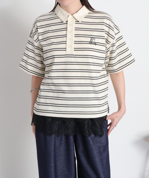 cepo（セポ）の「〈BLUEDY〉クマ刺繍ショートスリーブポロシャツ（ポロシャツ・レディース・ホワイト系その他/ブラウン系その他・M）」の2枚目の写真