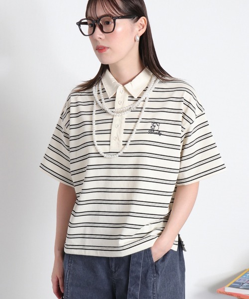 cepo（セポ）の「〈BLUEDY〉クマ刺繍ショートスリーブポロシャツ（ポロシャツ・レディース・ホワイト系その他/ブラウン系その他・M）」の12枚目の写真