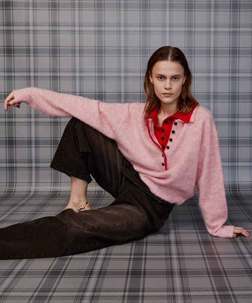 MAISON SPECIAL（メゾンスペシャル）の「【2026Autumn PRE-ORDER】Layered Polo Knit/レイヤードポロニット（ポロシャツ・レディース・ピンク/ブラウン/ブラック・FREE）」の5枚目の写真