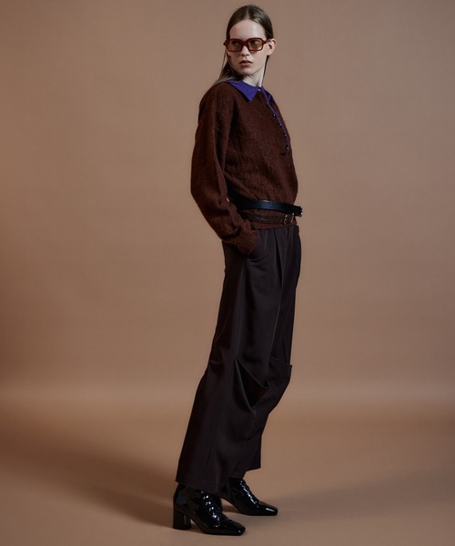 MAISON SPECIAL（メゾンスペシャル）の「【2026Autumn PRE-ORDER】Layered Polo Knit/レイヤードポロニット（ポロシャツ・レディース・ピンク/ブラウン/ブラック・FREE）」の9枚目の写真