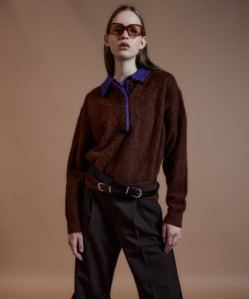 MAISON SPECIAL（メゾンスペシャル）の「【2026Autumn PRE-ORDER】Layered Polo Knit/レイヤードポロニット（ポロシャツ・レディース・ピンク/ブラウン/ブラック・FREE）」の11枚目の写真
