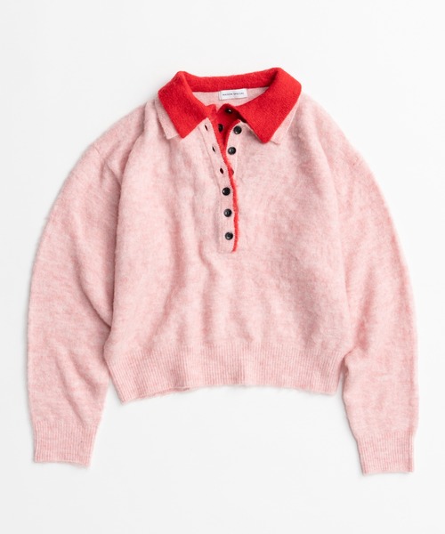 MAISON SPECIAL（メゾンスペシャル）の「【2026Autumn PRE-ORDER】Layered Polo Knit/レイヤードポロニット（ポロシャツ・レディース・ピンク/ブラウン/ブラック・FREE）」の19枚目の写真