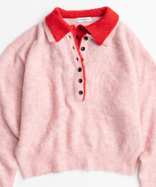 MAISON SPECIAL（メゾンスペシャル）の「【2026Autumn PRE-ORDER】Layered Polo Knit/レイヤードポロニット（ポロシャツ・レディース・ピンク/ブラウン/ブラック・FREE）」の20枚目の写真