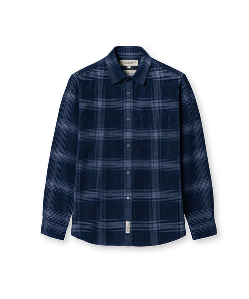 EDINBURGH CLUB(エディンバラクラブ)の「SEMI-OVER FIT CHECK CORDUROY SHIRT (BLUE)(シャツ/ブラウス・メンズ・ブルー・SMALL/MEDIUM/LARGE/X-LARGE)」の1枚目の写真