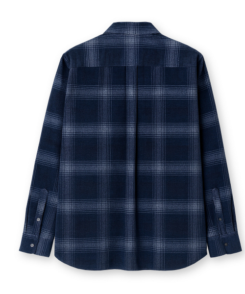 EDINBURGH CLUB(エディンバラクラブ)の「SEMI-OVER FIT CHECK CORDUROY SHIRT (BLUE)(シャツ/ブラウス・メンズ・ブルー・SMALL/MEDIUM/LARGE/X-LARGE)」の2枚目の写真