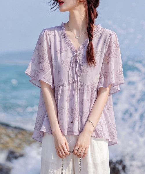 Hanaou V‑neck Peplum Blouse — блузка‑пеплум с V‑образным вырезом