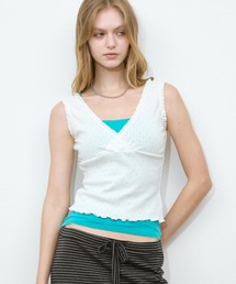 V-neck Lace Trim Tops / Vネックレーストリムトップス